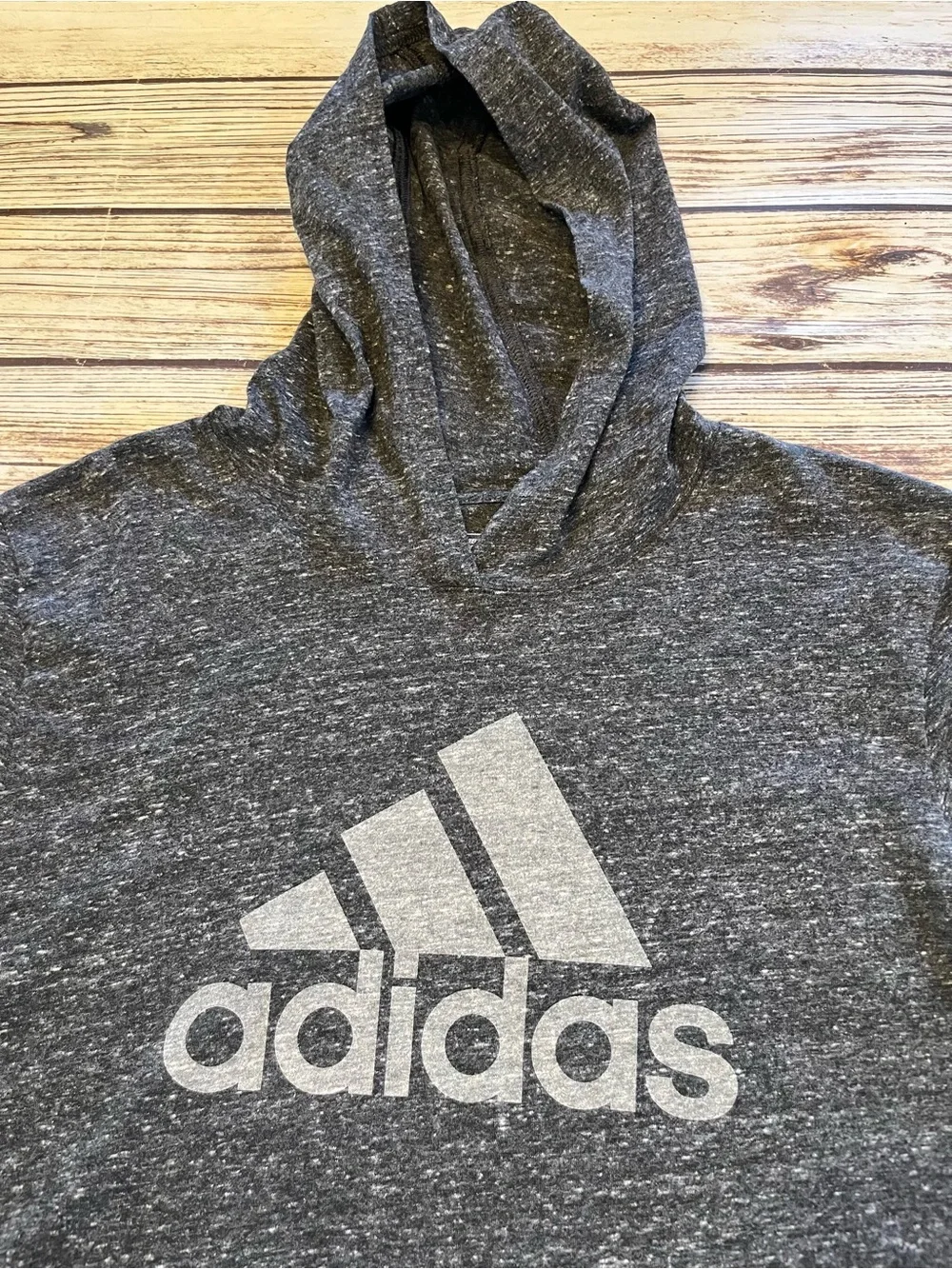 Light Gray Hoodie Shirt Boy's 18/20 or Men XS Adidas Athletic Active Outdoors